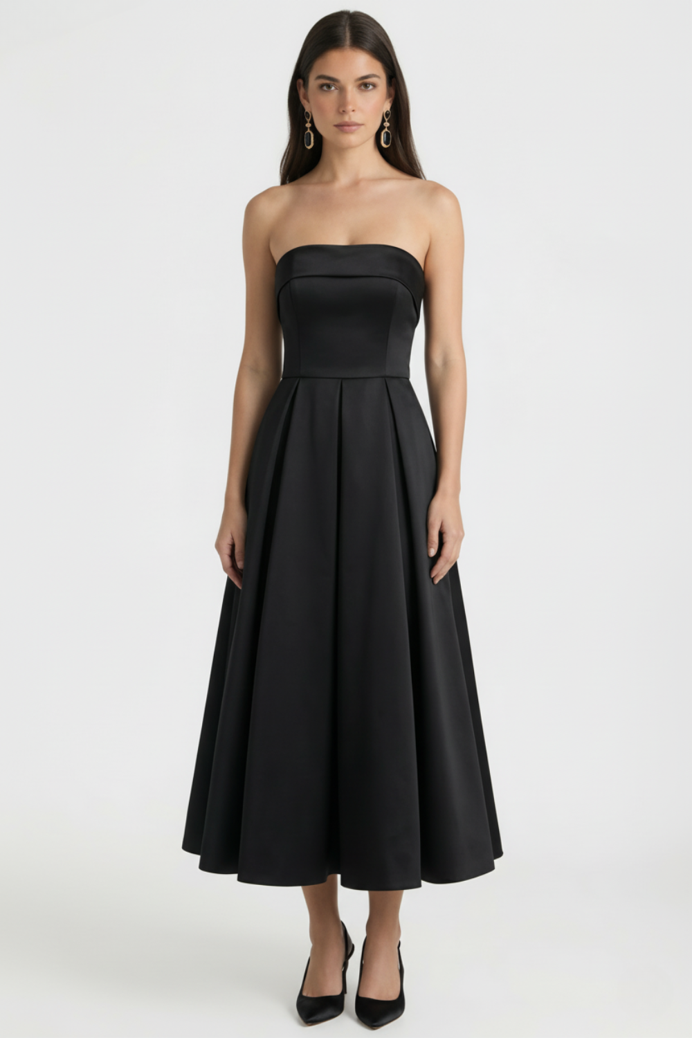 Nina Women's Midi Dress | Structured Mikado Fabric, Elegant Cocktail Style 9
