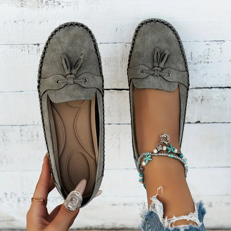 Olivia Women's Black Loafers | Orthopedic Support, Classic Tassel Design 5