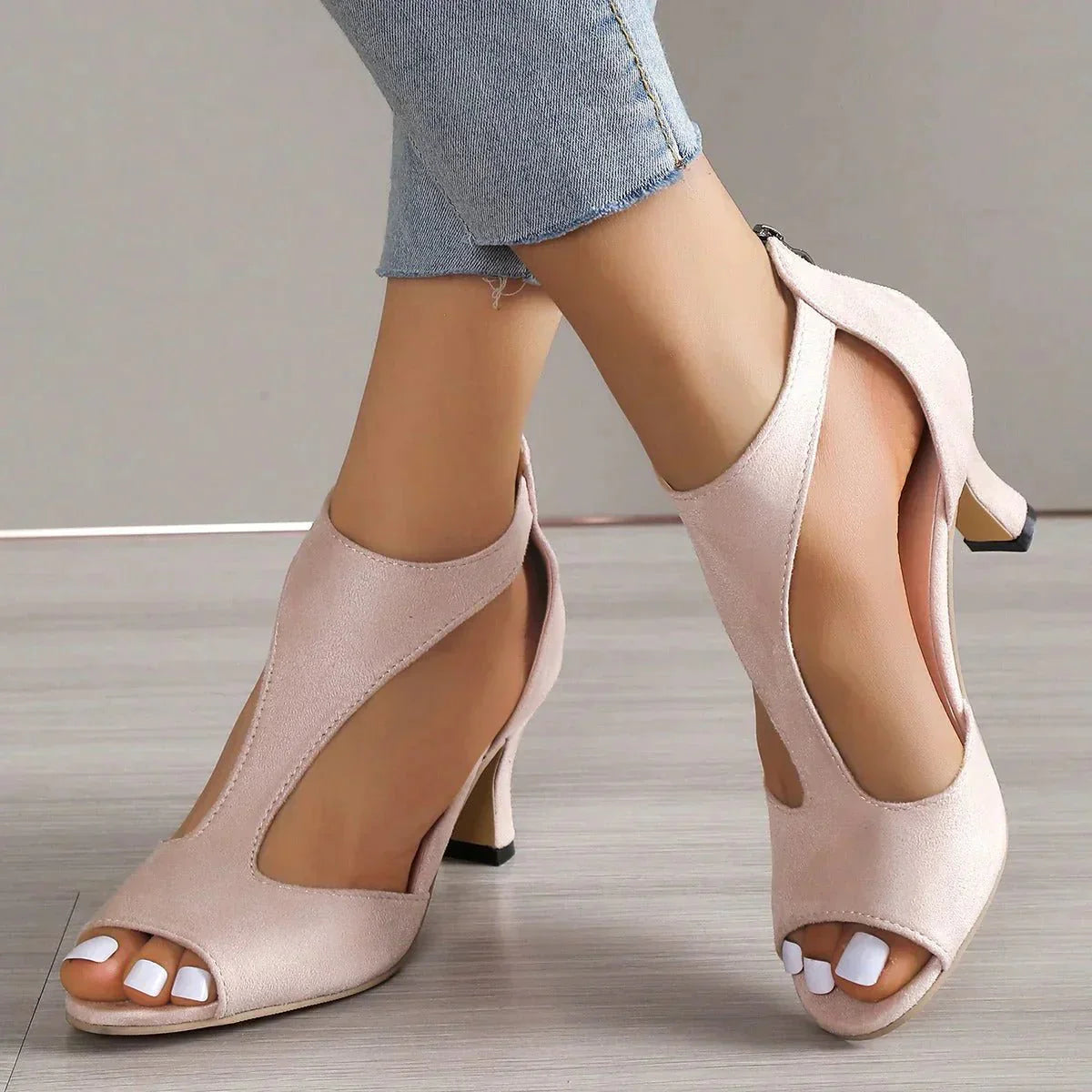 Olivia Women's Heels | Orthopedic T-Strap, Stylish White 0