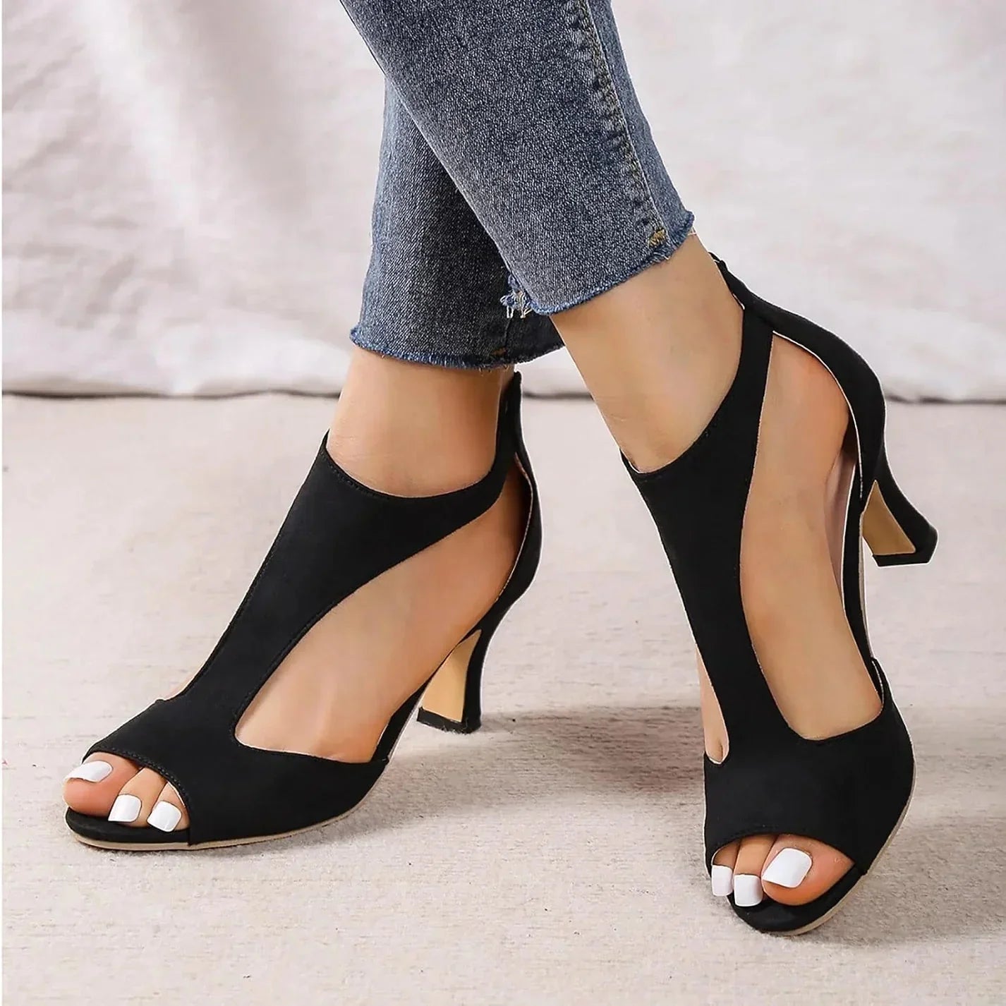 Olivia Women's Heels | Orthopedic T-Strap, Stylish White 1