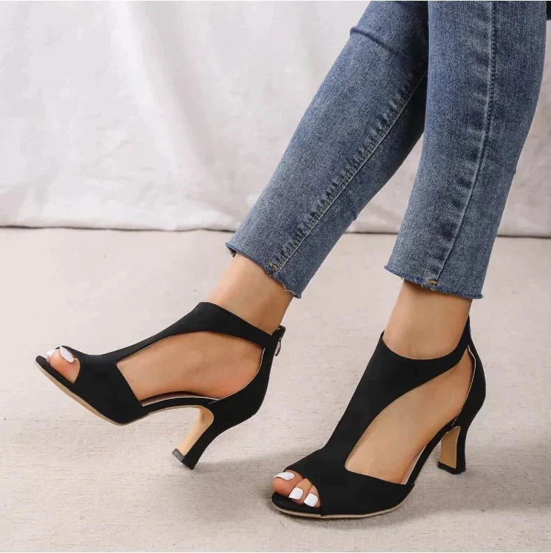 Olivia Women's Heels | Orthopedic T-Strap, Stylish White 5