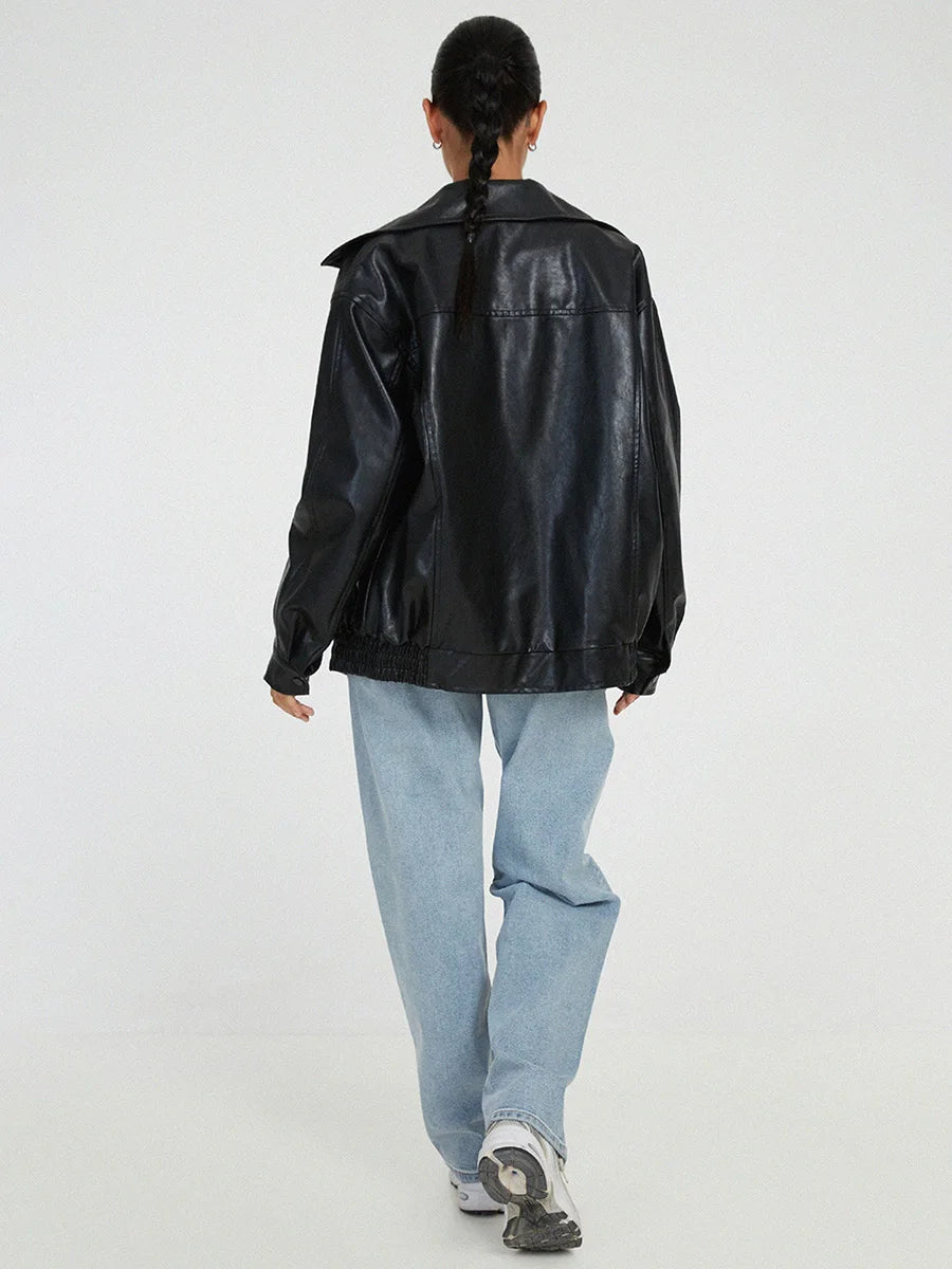 Olivia Women's Jacket | Oversized Faux Leather Bomber 3