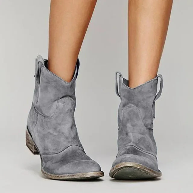 Panda Women's Black Ankle Boots | Vintage Western Style, All-Season Comfort 4