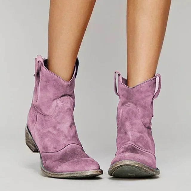 Panda Women's Black Ankle Boots | Vintage Western Style, All-Season Comfort 5