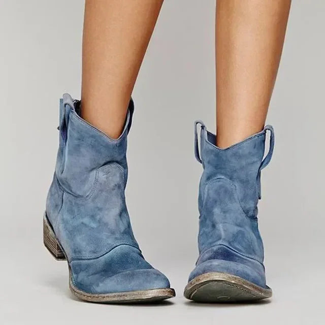 Panda Women's Black Ankle Boots | Vintage Western Style, All-Season Comfort 7