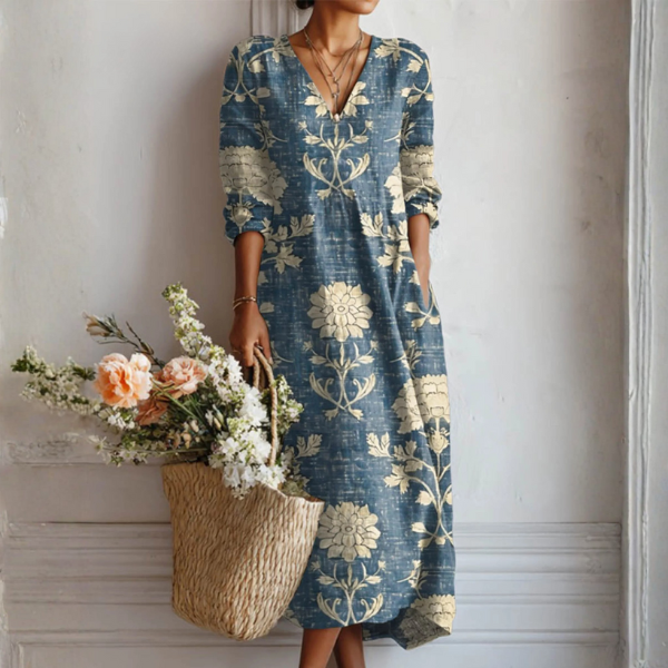 Pine Women's Dress | Vintage Abstract Print, Breathable Fabric 0