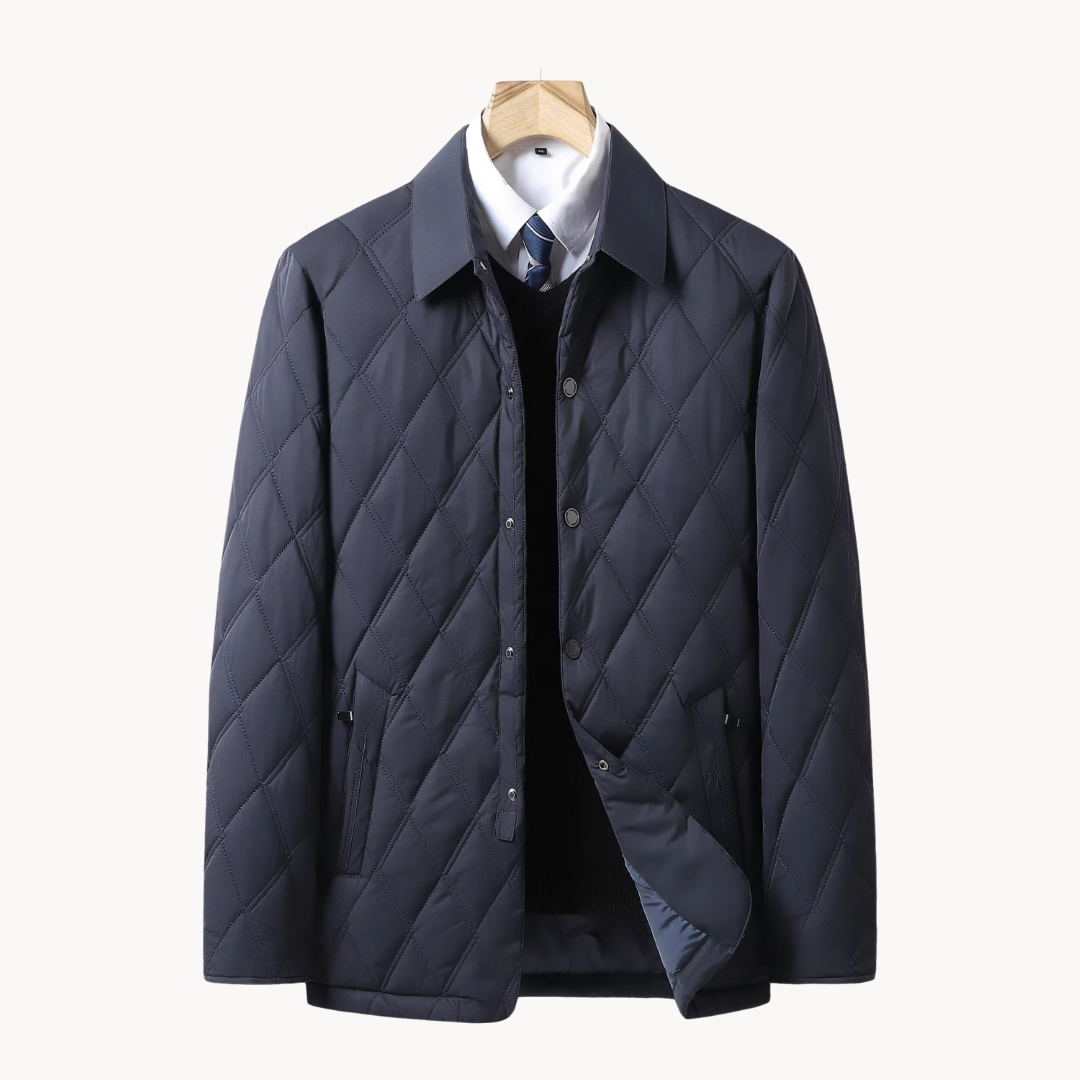 Quentin Men's Coat | Diamond Quilted, Snap Closure 2
