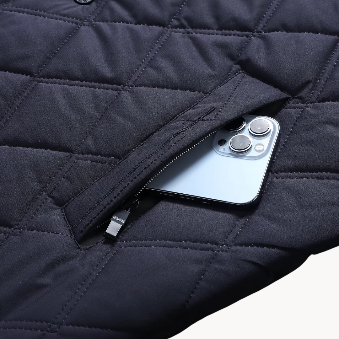 Quentin Men's Coat | Diamond Quilted, Snap Closure 5