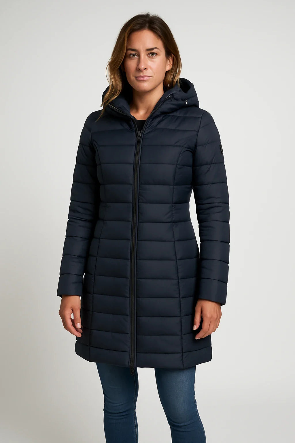 Quinn Women's Black Puffer Jacket | Quilted, Mid-Length Winter Coat 3