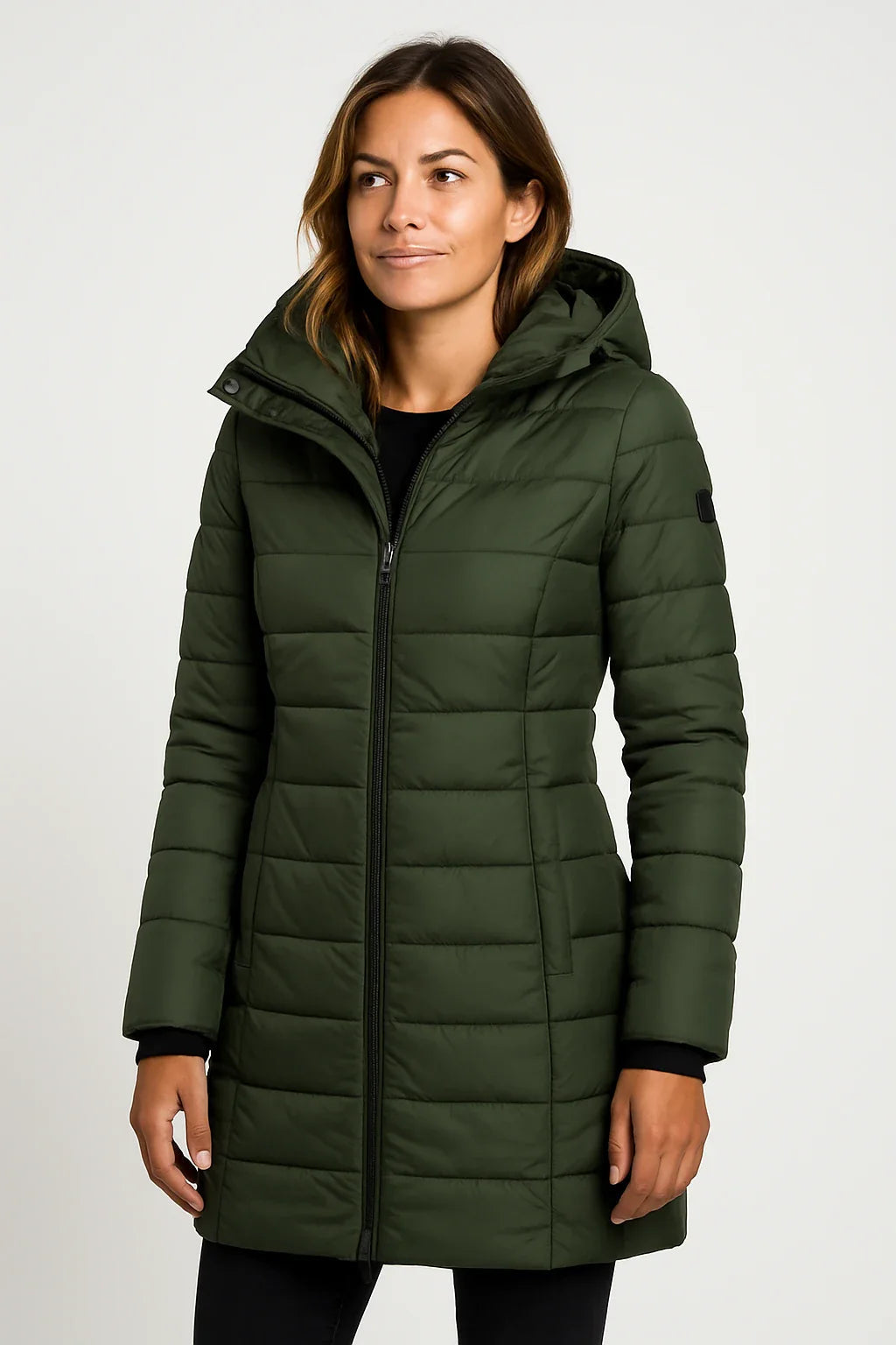 Quinn Women's Black Puffer Jacket | Quilted, Mid-Length Winter Coat 5