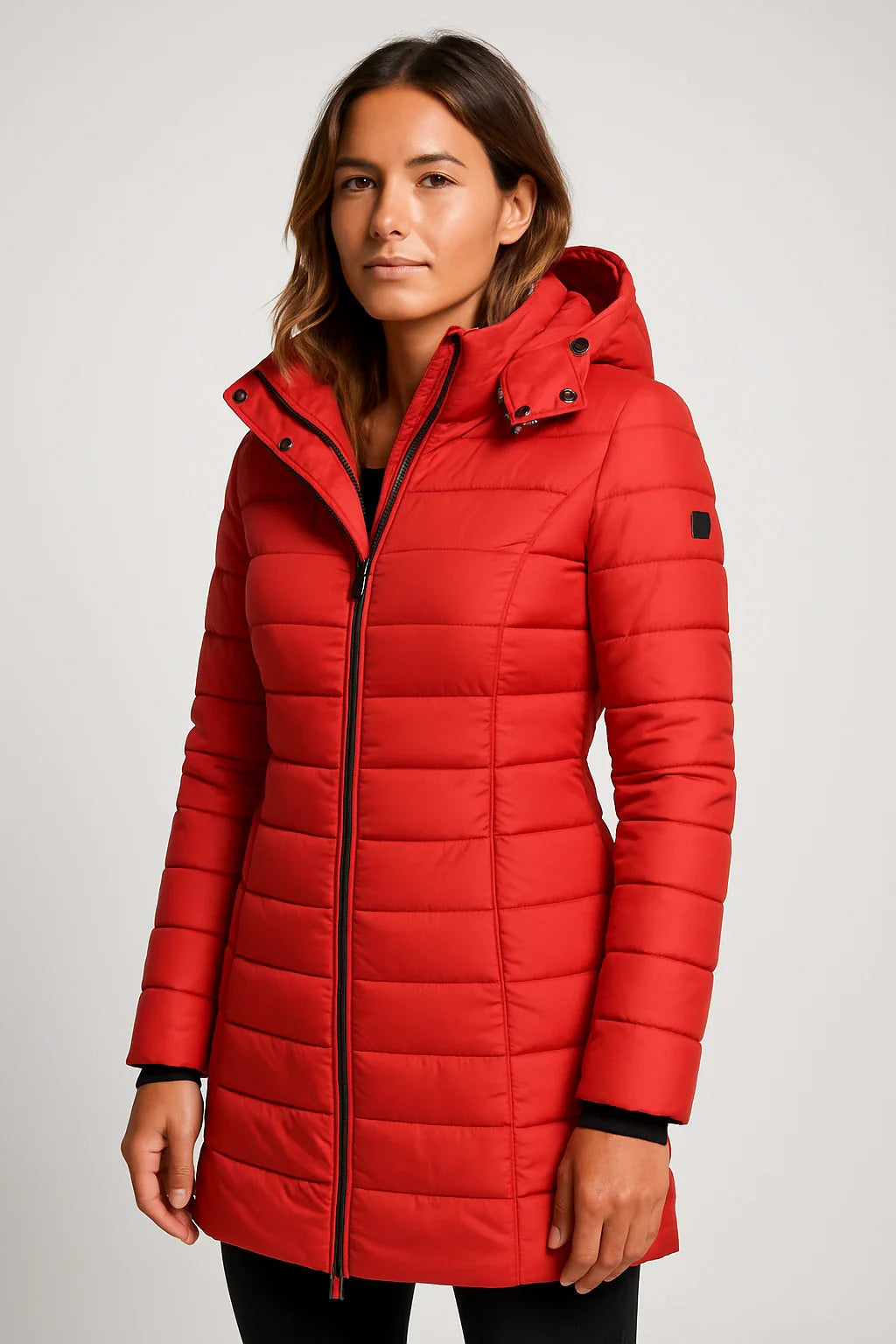 Quinn Women's Black Puffer Jacket | Quilted, Mid-Length Winter Coat 7