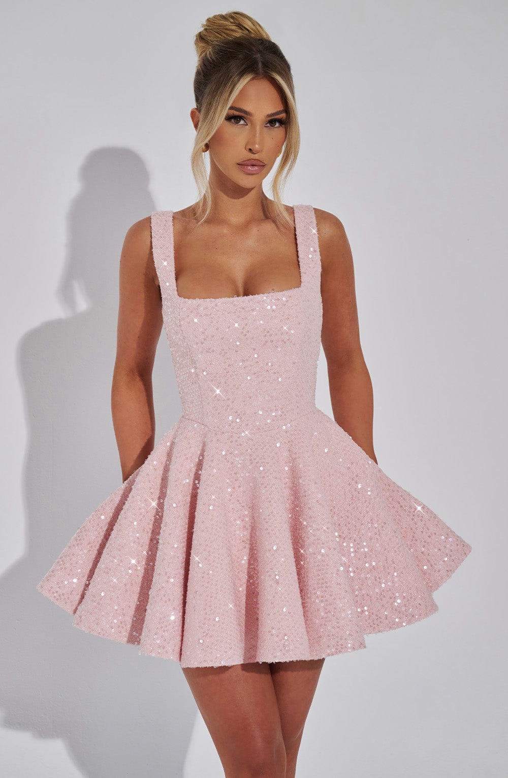 Romy Women's Mini Dress | Sequin Bow Detail, Cocktail Dress 0