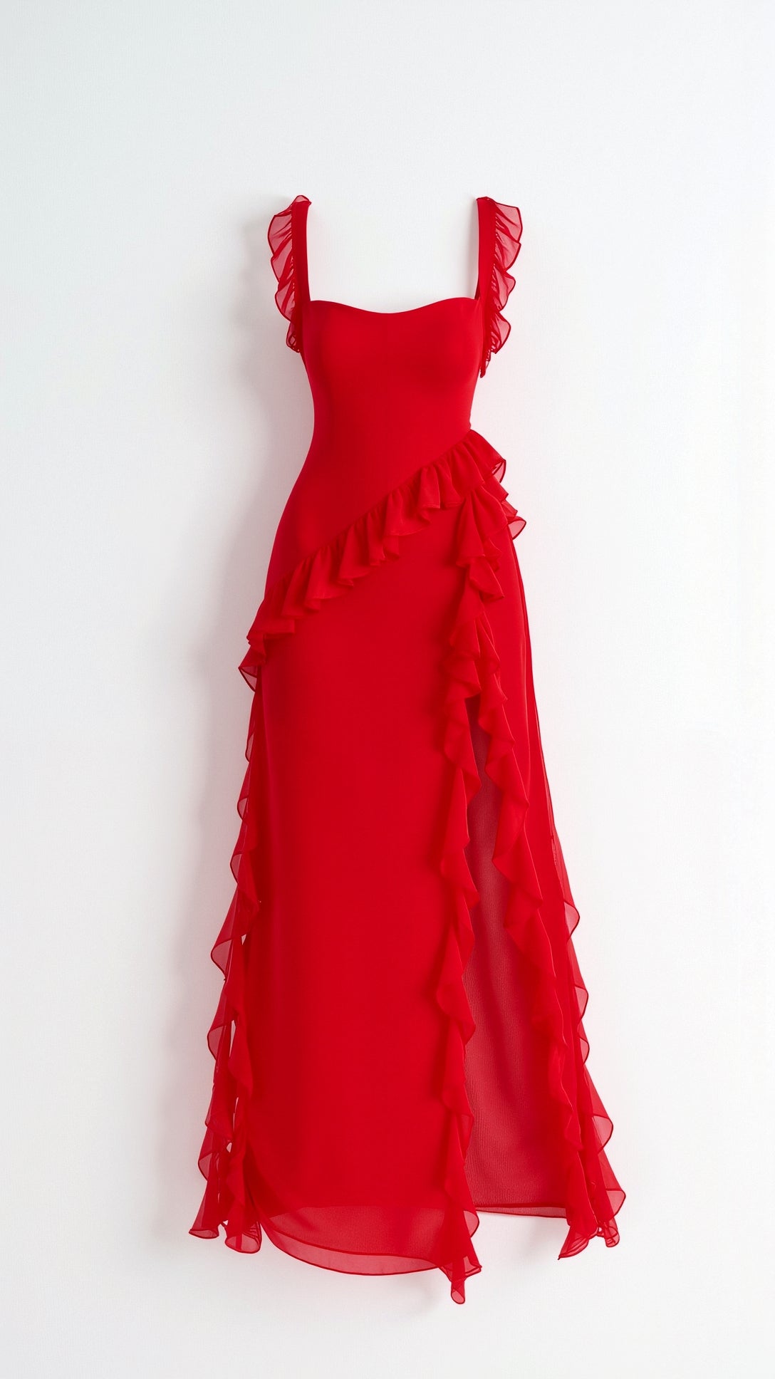 Samantha Women's Maxi Dress | Elegant Ruffles, High Slit 8