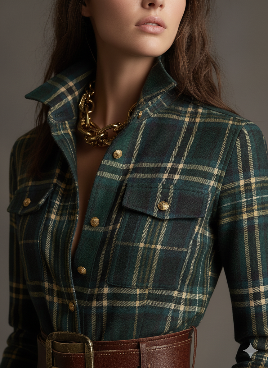 Samantha Women's Shirt Dress | Vintage Plaid, Breathable Fabric 1