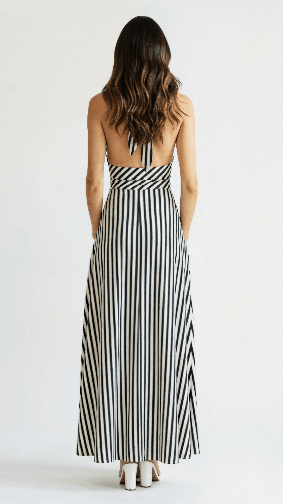 Sandy Women's Maxi Dress | Striped V-Neck, Breezy Summer Elegance 1
