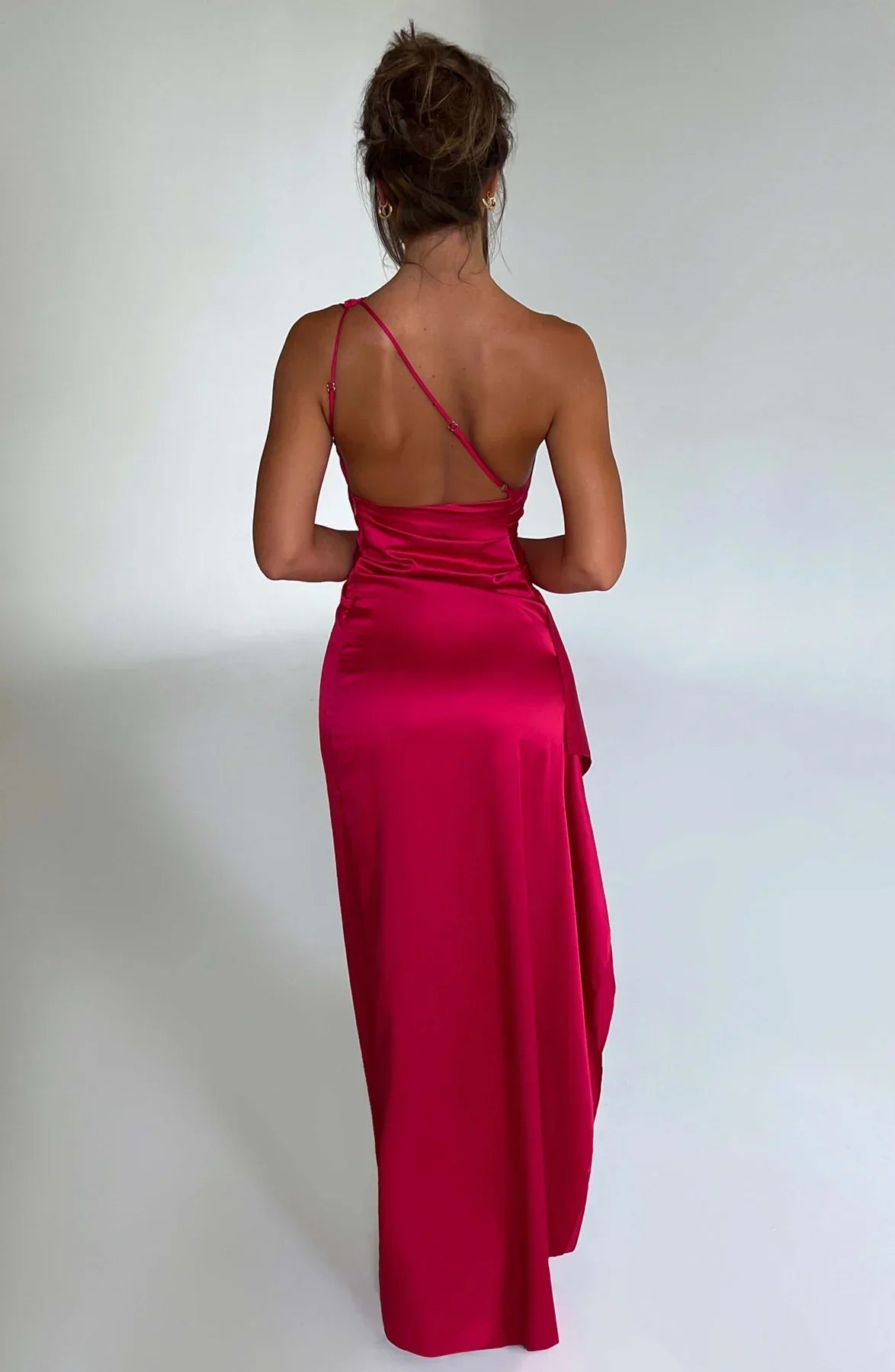 Satin Evening Gown for Women | One-Shoulder Design with Thigh-High Slit 1