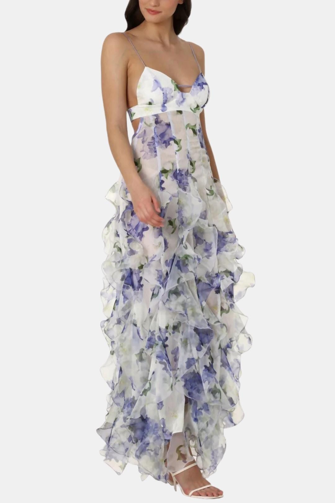 Sharon Women's Maxi Dress | Ruffle Design, Floral Print 0