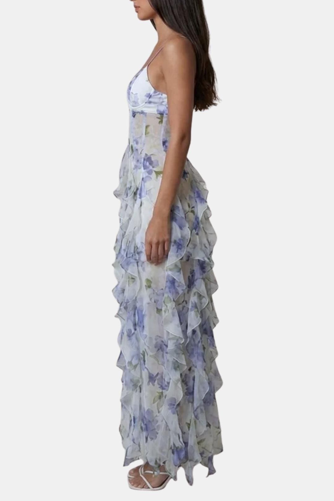 Sharon Women's Maxi Dress | Ruffle Design, Floral Print 2