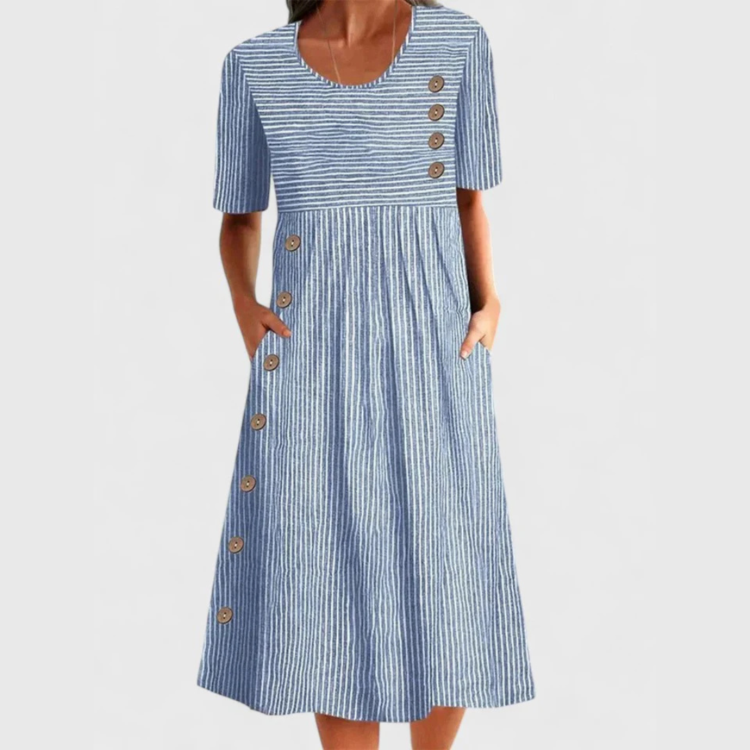 Sleek Women's Midi Dress | Lightweight Striped Design, Summer Essential 0