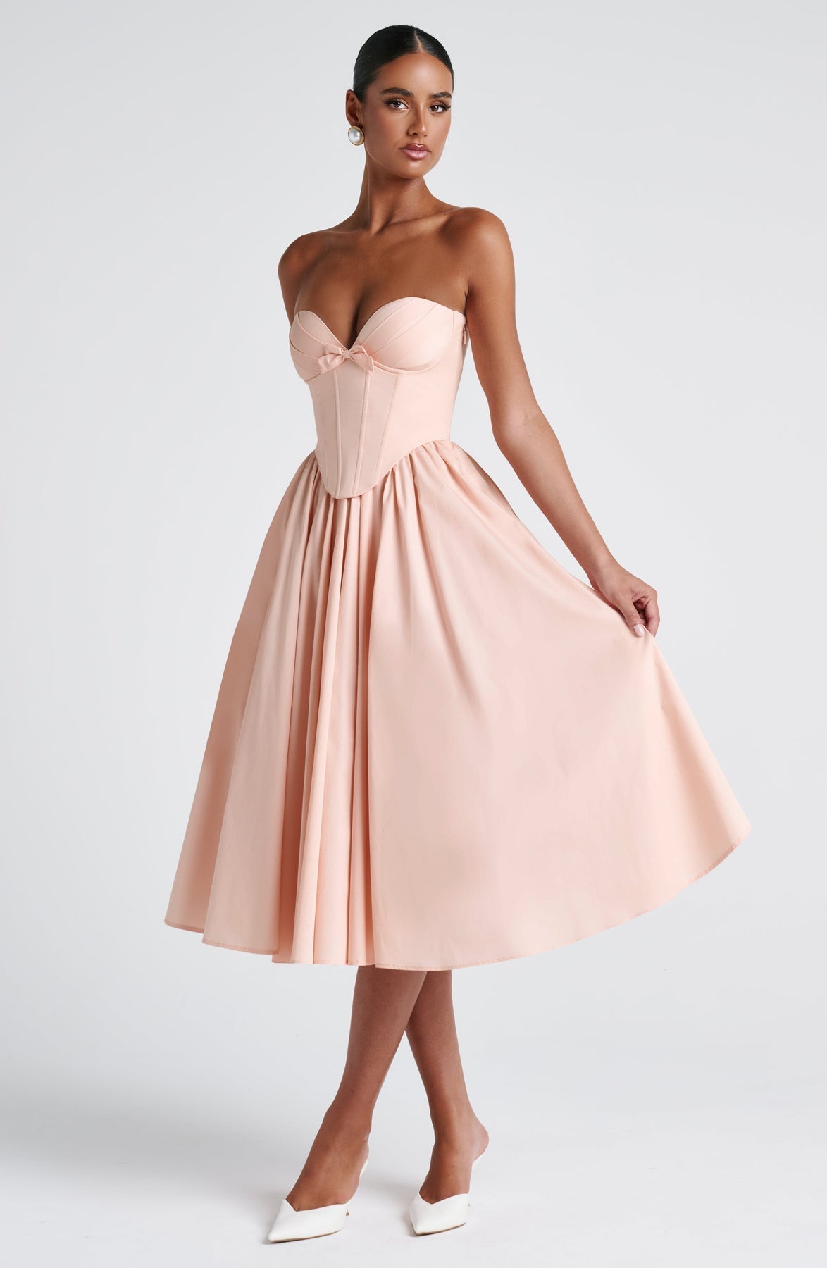 Sophie Women's Midi Dress | Corset Detailing, Elegant Full Skirt 4