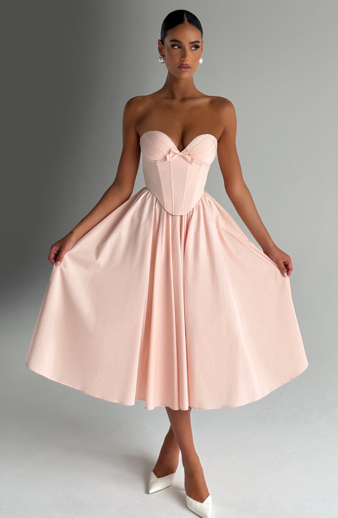 Sophie Women's Midi Dress | Corset Detailing, Elegant Full Skirt 5