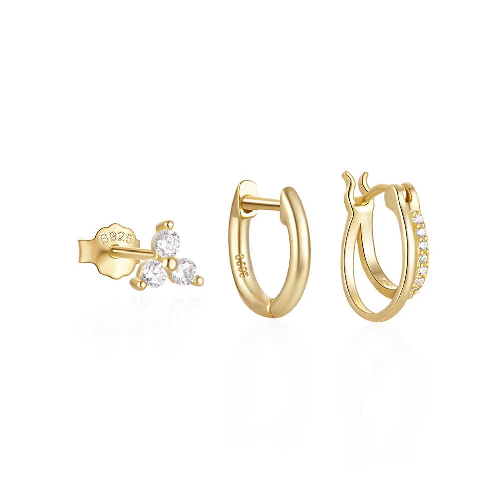 Tara Women's Stud Earrings | Sterling Silver with Crystals, Hypoallergenic 3
