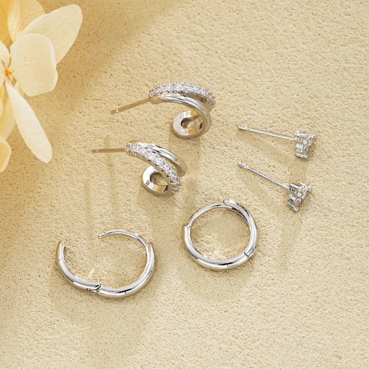 Tara Women's Stud Earrings | Sterling Silver with Crystals, Hypoallergenic 7