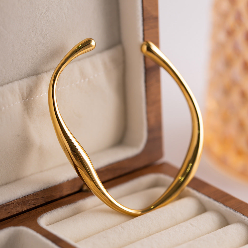 Tiffany Women's Bracelet | 18K Gold Plated Stainless Steel Bangle 4