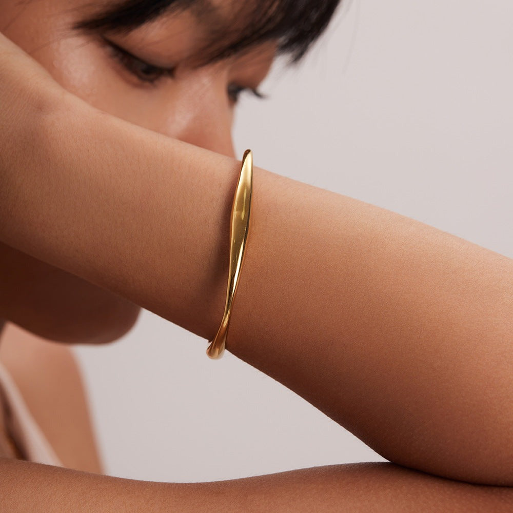Tiffany Women's Bracelet | 18K Gold Plated Stainless Steel Bangle 5