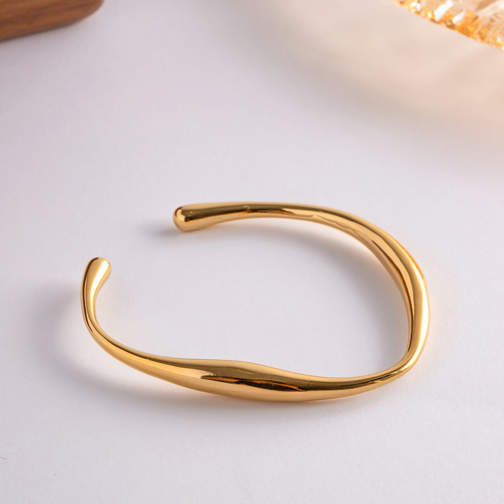 Tiffany Women's Bracelet | 18K Gold Plated Stainless Steel Bangle 7