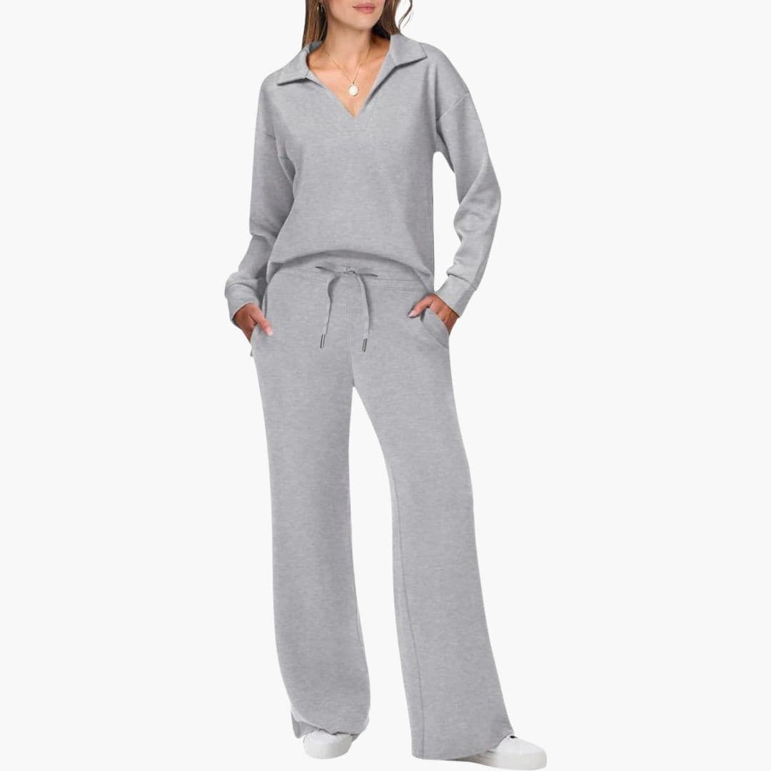 Vera Women's Loungewear Set | V-Neck Top & Relaxed Trousers 3
