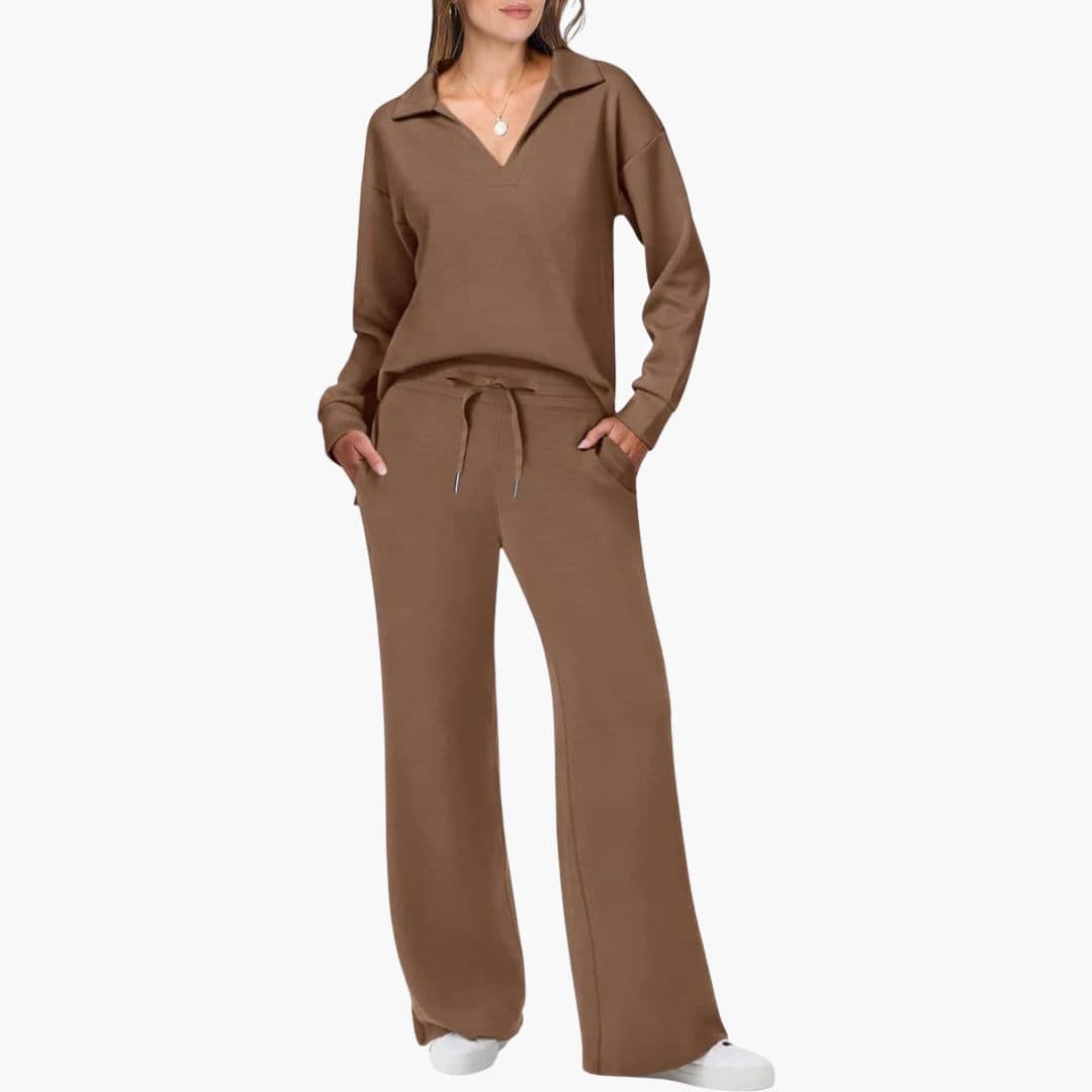 Vera Women's Loungewear Set | V-Neck Top & Relaxed Trousers 4