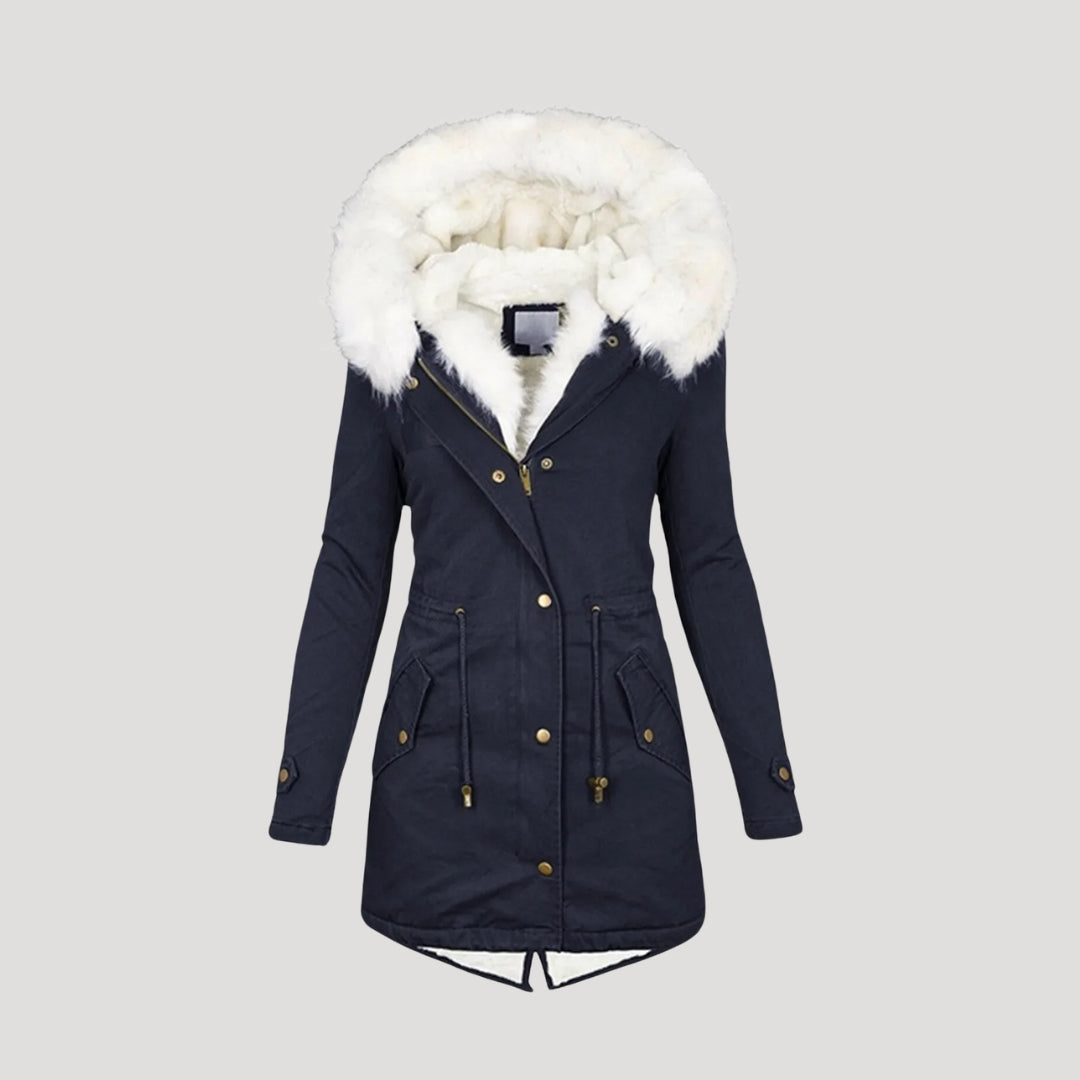 Wendy Women's Parka Jacket | Faux Fur Hood, Belted Design 0