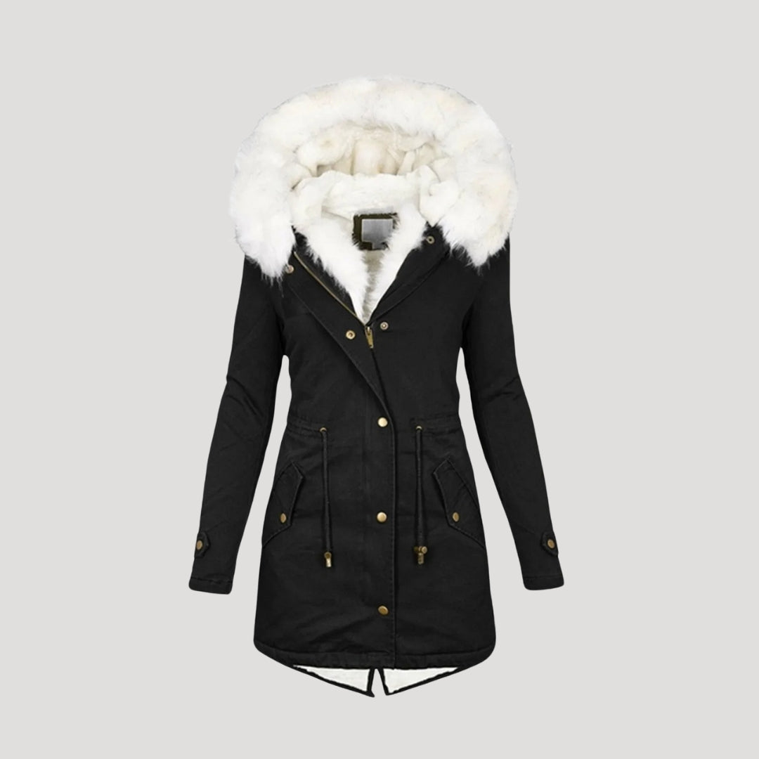 Wendy Women's Parka Jacket | Faux Fur Hood, Belted Design 2