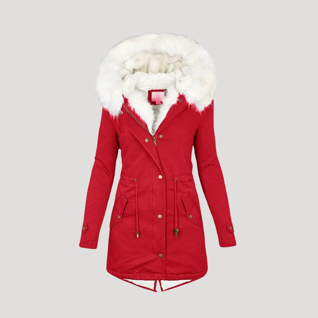 Wendy Women's Parka Jacket | Faux Fur Hood, Belted Design 6
