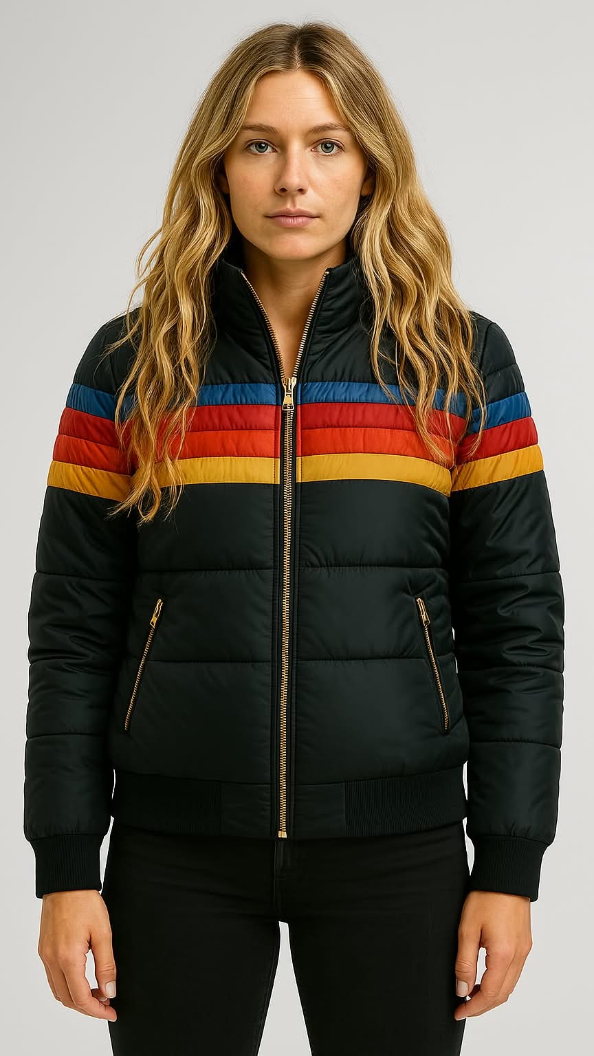 Wendy Women's Puffer Jacket | Hooded, Color Block Design, Insulated Winter Coat 1