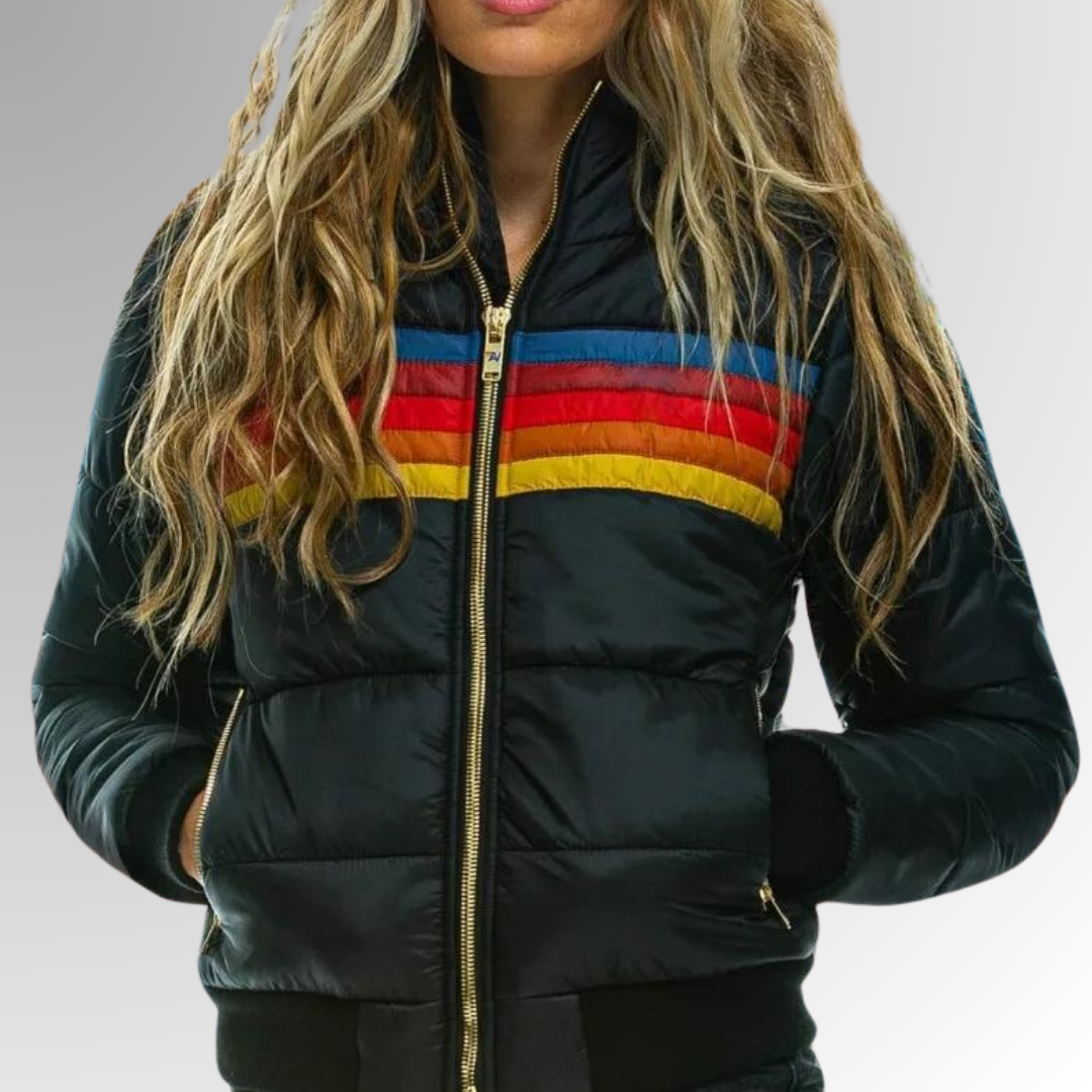 Wendy Women's Puffer Jacket | Hooded, Color Block Design, Insulated Winter Coat 2