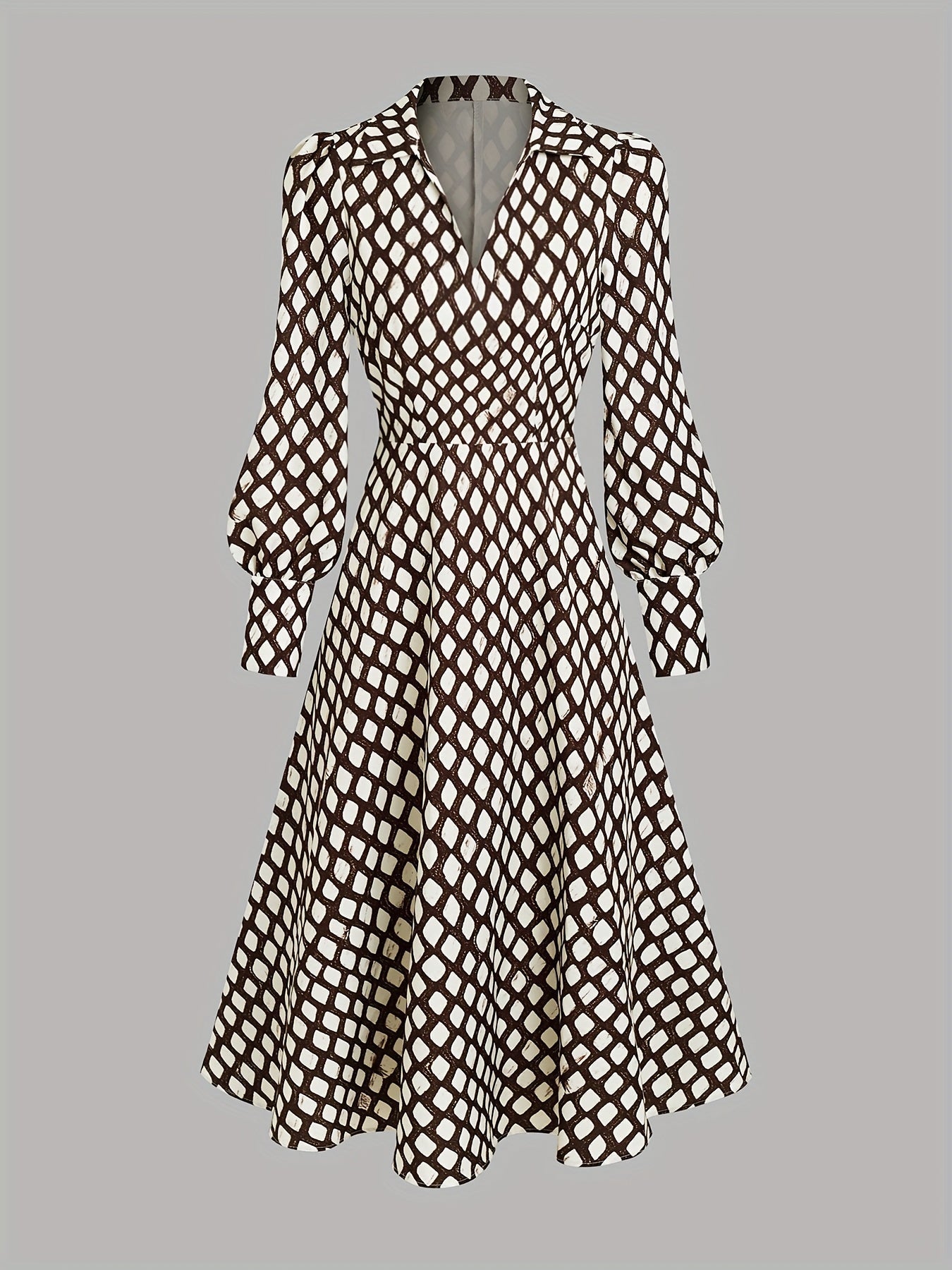 Zara Lizzy Women's Dress | Rhombus Print, Elegant Wedding Guest Dress 4