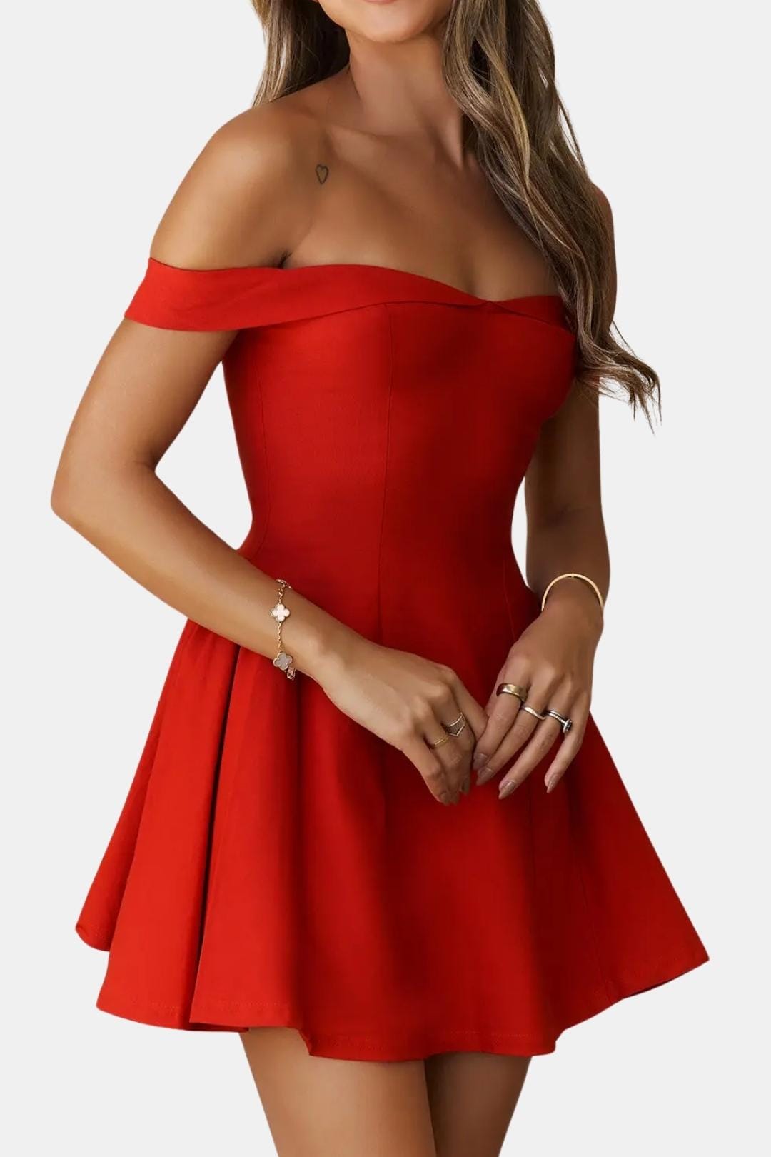 Zariyah Women's Mini Dress | Sculpted Polyester, Off-Shoulder Summer Cocktail 3