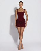 Amara Women's Mini Dress | Corset-Style, Textured Skirt 4