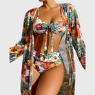 Ava Women's Bikini Set | High Waisted Tropical Print with Coordinated Cover-Up 0