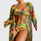 Ava Women's Bikini Set | High Waisted Tropical Print with Coordinated Cover-Up 1