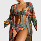 Ava Women's Bikini Set | High Waisted Tropical Print with Coordinated Cover-Up 2