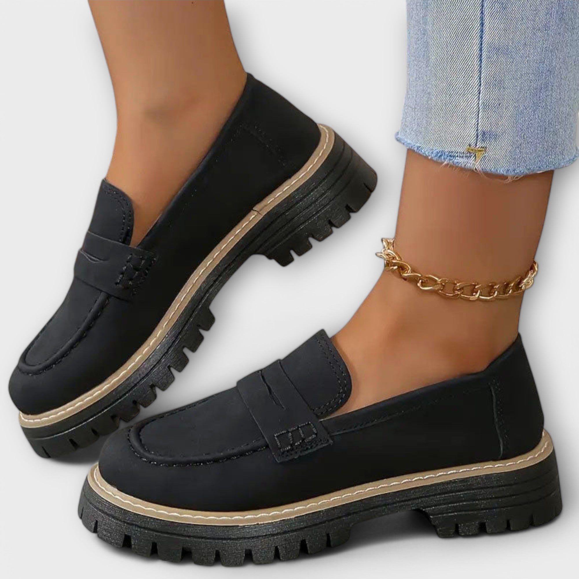 Ava Women's Black Loafers | Cushioned Comfort, Classic Style 0