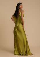 Ava Women's Cocktail Dress | Bold Pistachio Viscose, Thigh-High Slit 8