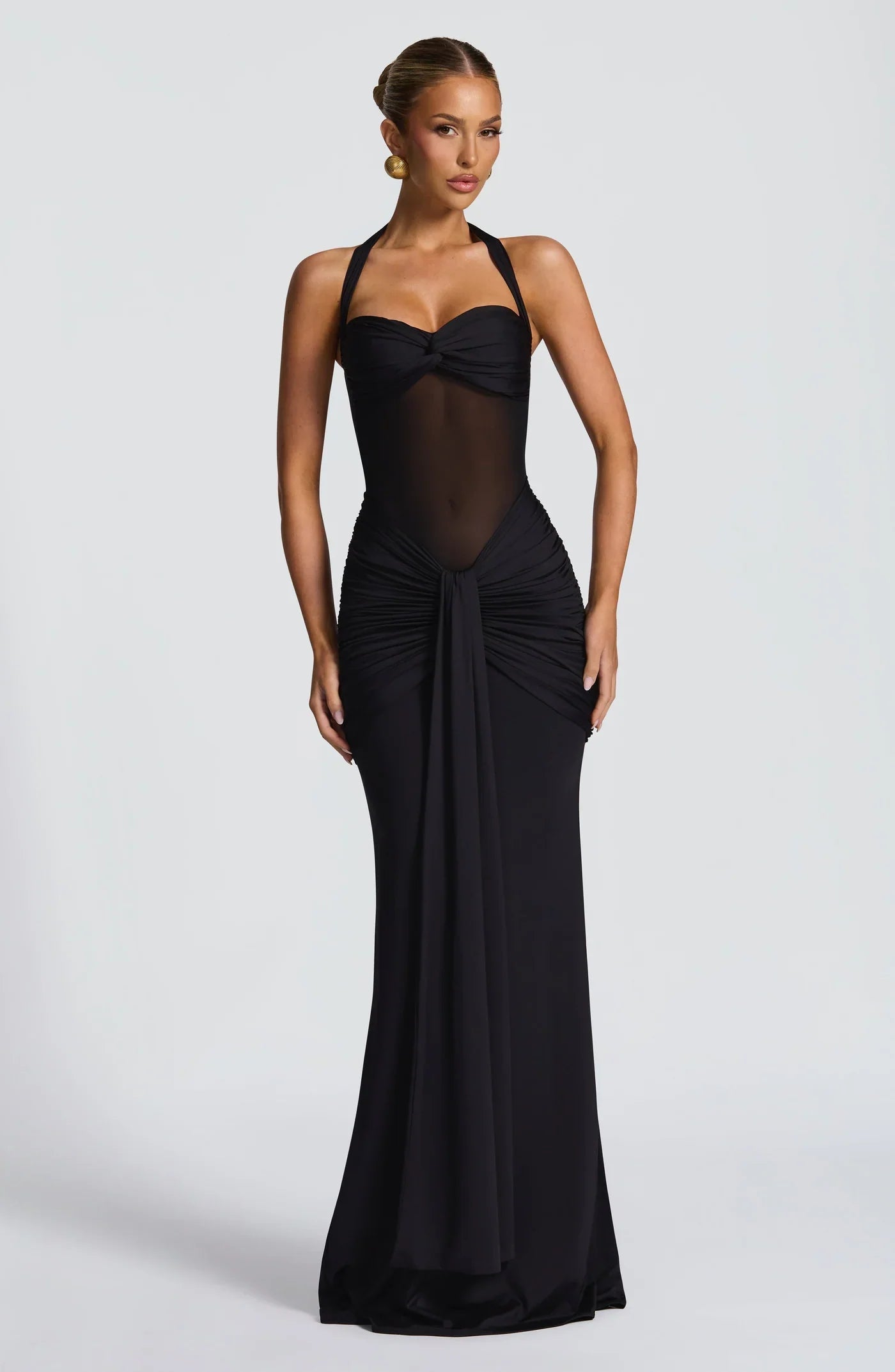 Ava Women's Evening Gown | Lightweight Satin, Elegant Halterneck Design 1