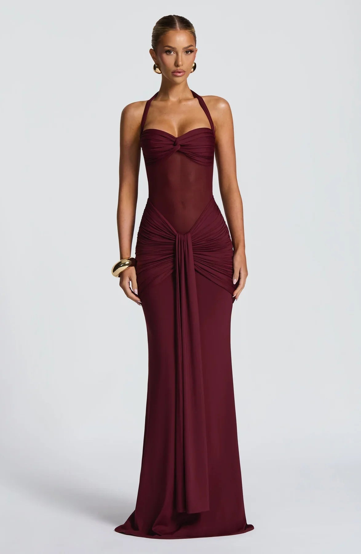Ava Women's Evening Gown | Lightweight Satin, Elegant Halterneck Design 2
