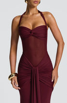 Ava Women's Evening Gown | Lightweight Satin, Elegant Halterneck Design 7