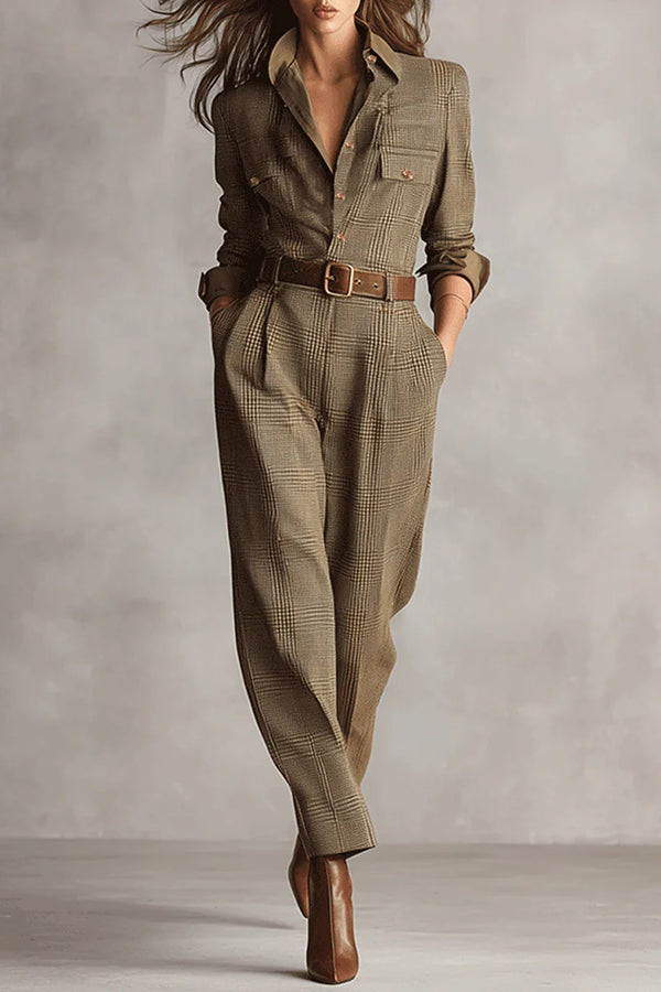 Ava Women's Jumpsuit | Tailored Fit with Check Pattern 0