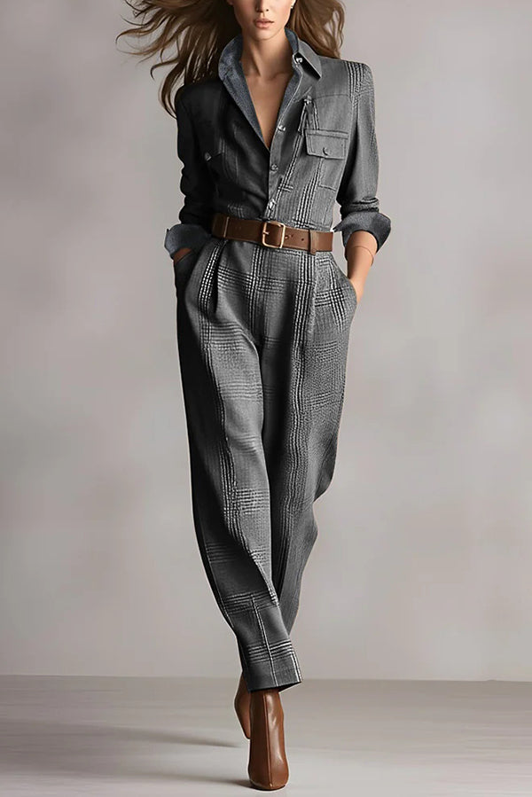 Ava Women's Jumpsuit | Tailored Fit with Check Pattern 1